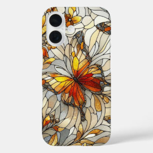 Coques iPhone 16 Motif en verre d'ambre papillon