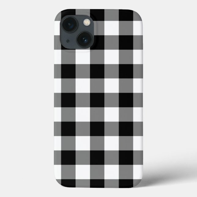 Coques Case-Mate iPhone Motif En vichy noir et blanc (Verso)