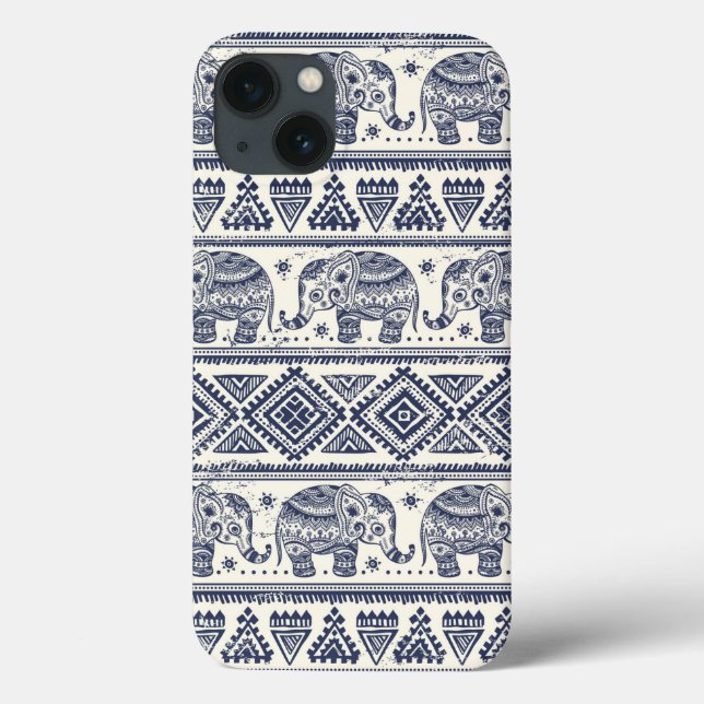 Coques Case-Mate iPhone Motif ethnique bleu d'éléphant (Verso)