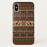 Motif ethnique géométrique Brown Giraffe africaine