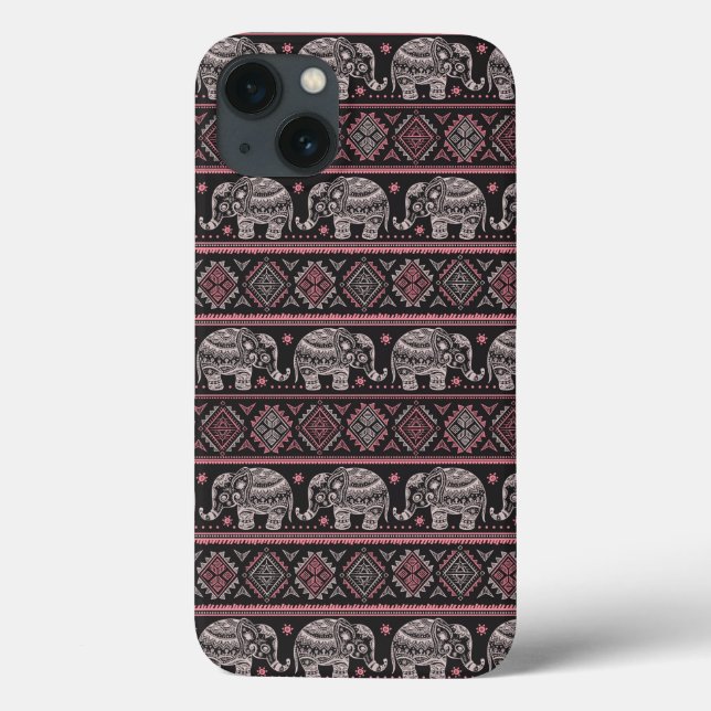 Coques Case-Mate iPhone Motif ethnique noir d'éléphant (Verso)