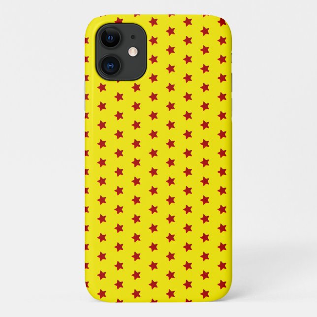 Coques Case-Mate iPhone motif étoile rouge sur jaune (Dos)