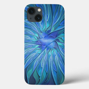 Case-Mate iPhone Case Motif fantaisie fleur bleue, art fractal abstrait
