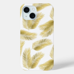Coque Pour iPhone 15 Motif Feuille Gold Foil Palm