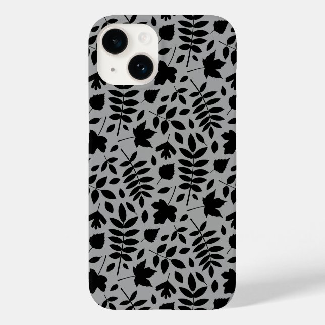 Coques Case-Mate iPhone Motif Feuille tombé noir sur gris (Verso)