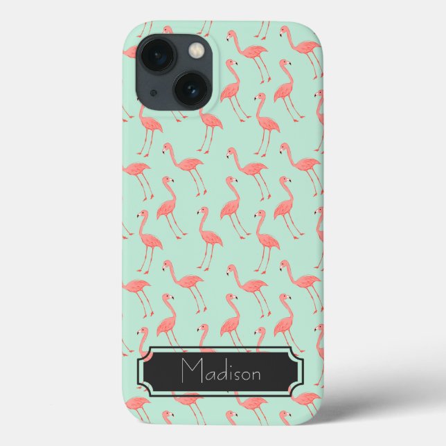 Coques Case-Mate iPhone Motif flamant rose | Ajouter Votre Nom (Verso)