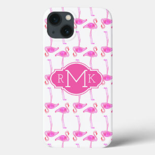 Coques Pour iPhone Motif flamant rose Monogramme