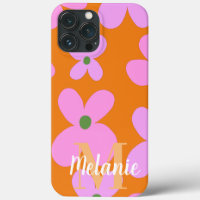 Motif fleur groovy orange vif Nom     