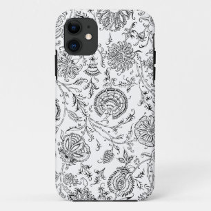 Coque iPhone 11 Motif Fleur noir et blanc
