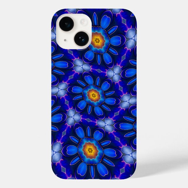 Coques Case-Mate iPhone Motif Fleurs bleues Abstraites (Verso)