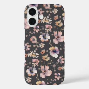 Coques iPhone 16 Motif Fleurs Sauvages Aquarelle Bohème Triste