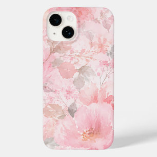 Coque Pour iPhone 14 Motif floral aquarelle rose poudré