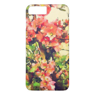 Coque iPhone 8 Plus/7 Plus Motif floral aquarelle rose rouge 1
