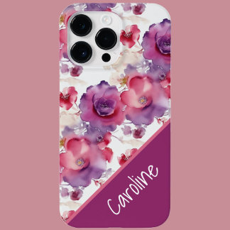 Coque Pour Pour iPhone 14 Pro Max Motif floral aquarelle rouge bleu violet