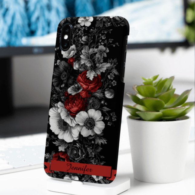 Coques Case-Mate iPhone Motif Floral Blanc Rouge (Créateur téléchargé)