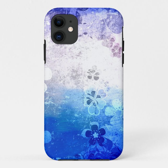 Coques Case-Mate iPhone motif floral bleu gris vintage (Dos)