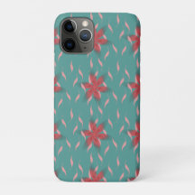 Motif floral corail tropical sur sarcelle