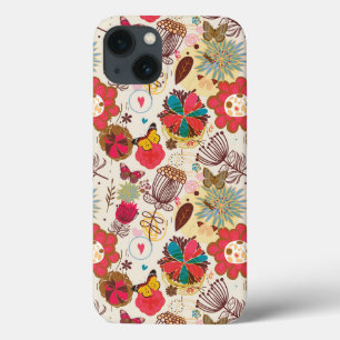iPhone 13 Coque Motif floral dans le rétro style 4