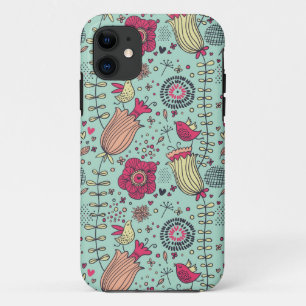 Coque Case-Mate Pour iPhone Motif floral de bande dessinée avec des oiseaux