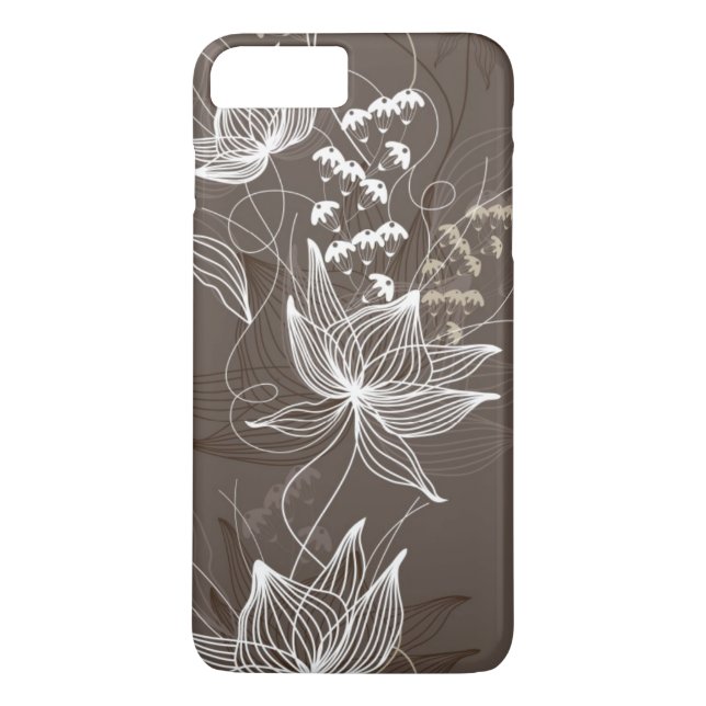 Coques Case-Mate iPhone Motif floral de brun foncé (Dos)