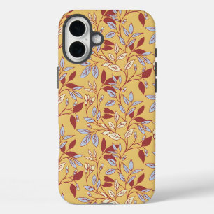 Coques iPhone 16 Plus Motif floral élégant avec feuilles rouges et bleue