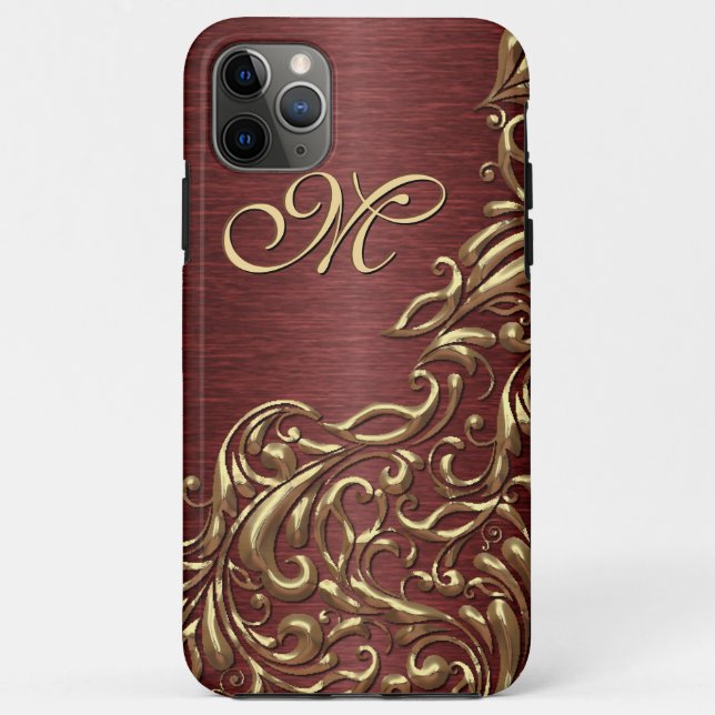 Coques Case-Mate iPhone Motif floral Faux brillant or personnalisé (Dos)