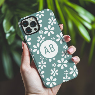 Coques iPhone 16 Pro Max Motif floral girly moderne personnalisé avec monog