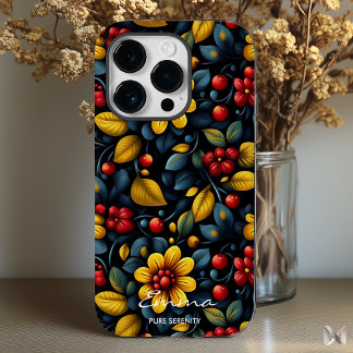 Coque Pour iPhone 14 Pro Motif floral moderne de Khokhloma - Audacieux et é