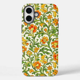 Coques iPhone 16 Plus Motif floral orange et jaune Art Nouveau