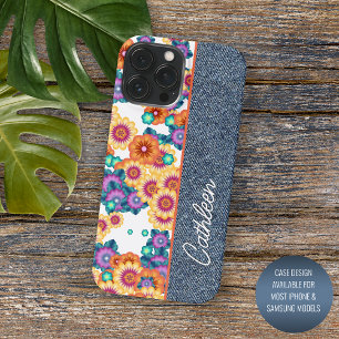 Case-Mate iPhone Case Motif floral personnalisé sur un faux jean bleu