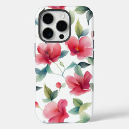 Coques iPhone 16 Pro Motif floral rouge foncé