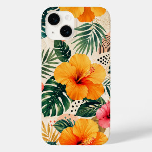 Coque Pour iPhone 14 Motif floral sans couture d'hibiscus tropical vibr