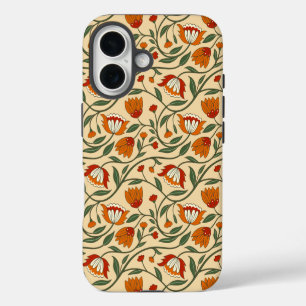 Coques iPhone 16 Motif floral sans couture sur fond beige