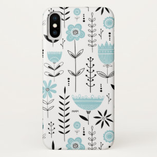Case-Mate iPhone Case Motif floral scandinave bleu Monogramme