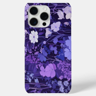 Coque iPhone 15 Pro Max Motif floral violet délicat 🌸 sur fond sombre
