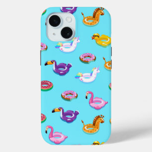 Coque Pour iPhone 15 Motif flottant de la piscine d'été