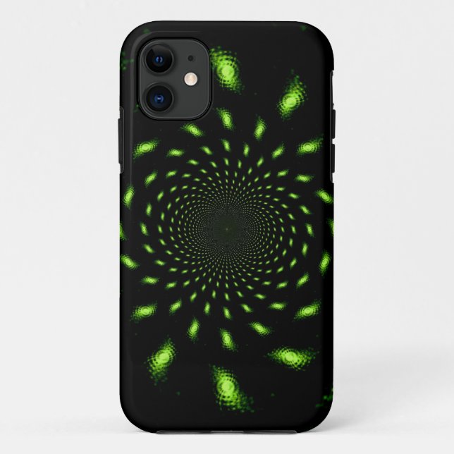 Coques Case-Mate iPhone motif fractal Abstrait vert clair (Dos)