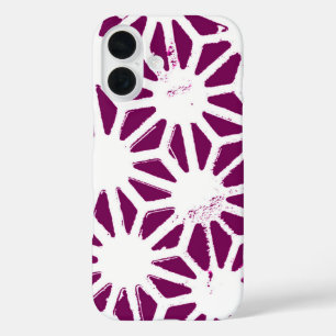 Coques iPhone 16 Motif géométrique à baies et blanc