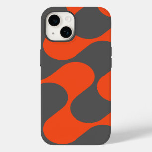 Coque Pour iPhone 14 Motif Géométrique Abstrait Orange Et Gris Moderne