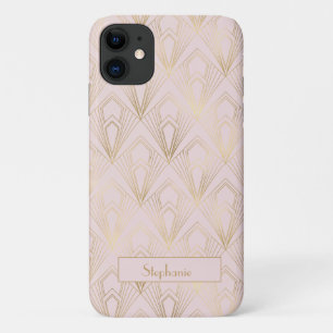 Case-Mate iPhone Case Motif géométrique Art déco or et rose tendre