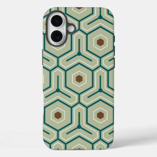 Coques iPhone 16 Plus Motif géométrique avec des hexagones imbriqués