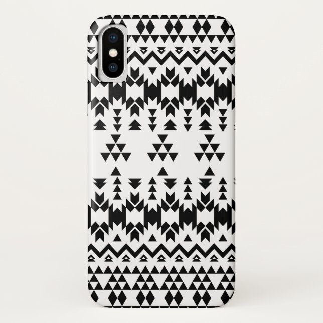 Coques Case-Mate iPhone Motif géométrique Aztec noir et blanc (Dos)