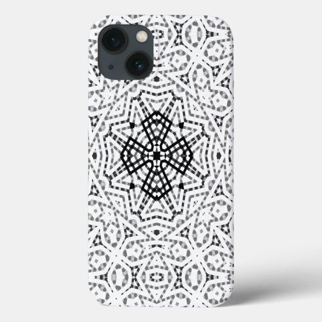 Coques Case-Mate iPhone Motif géométrique blanc et noir (Verso)