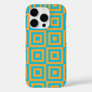 Coques iPhone 16 Pro Motif géométrique carré rétro – Orange gras