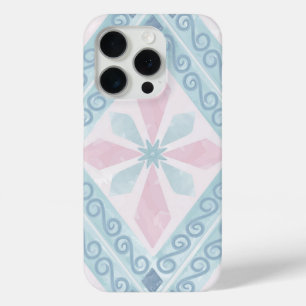 Coque iPhone 15 Pro Motif géométrique diamant bleu