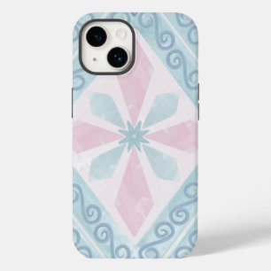 Coque Pour iPhone 14 Motif Géométrique Diamant Bleu