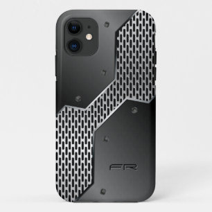 Coques Pour iPhone Motif géométrique d'impression en métal gris.