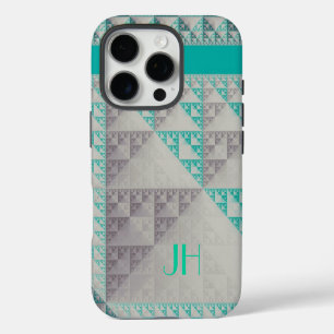 Coques iPhone 16 Pro Motif géométrique et monogramme personnalisé