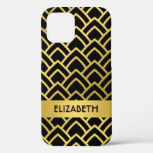 Motif géométrique Gold Black Art Déco Personnalise