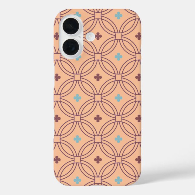 Coques Case-Mate iPhone Motif géométrique interversible rose et bleu rétro (Verso)